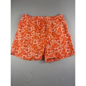 Sand n Sun orange hawaiian aop swim trunks shorts, lined, men's 2x